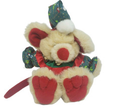 MARY MEYER 11" VINTAGE 1993 CHRISTMAS PAJAMAS TAN MOUSE STUFFED ANIMAL PLUSH TOY