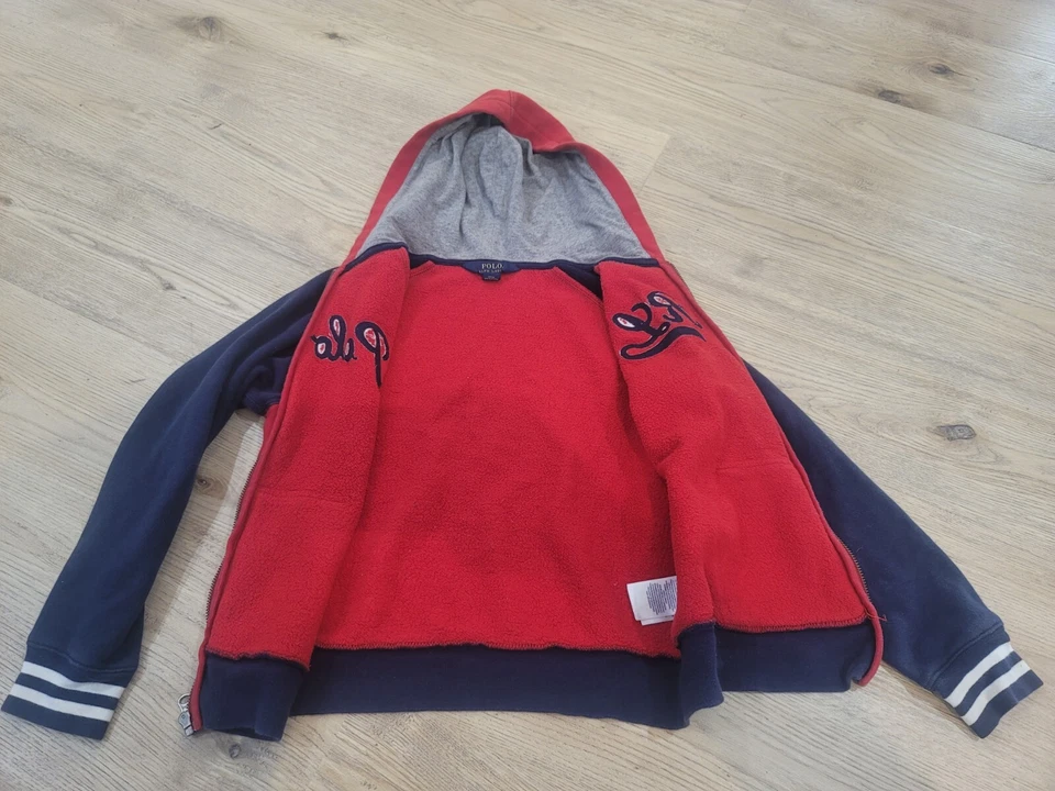 Polo Ralph Lauren Sudadera con Capucha Cremallera Completa Rojo Azul Sudadera Niños Talla M (10-12) Foto 2 de 4