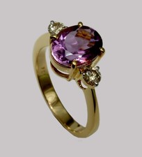 Natural Amethyst Gemstone Gold Plated 925 Sterling Silver Women Ring