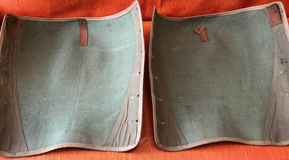 Guêtres Anciennes Cavalier – Jambières Toile Chanvre Verte – Boutons – Vintage Équitation