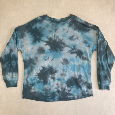 Green Tea Sweatshirt Women'sSmall Blue Tie Dye Long Sleeve Crew Neck