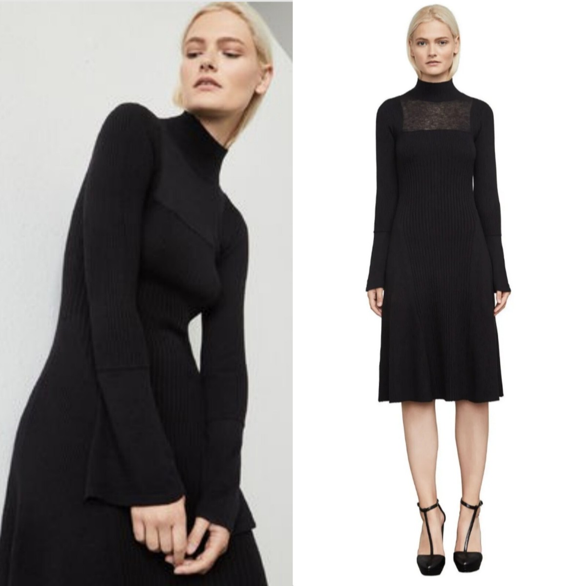 bcbg black knit dress BCBG BLACK/WHITE SWEATER DRESS