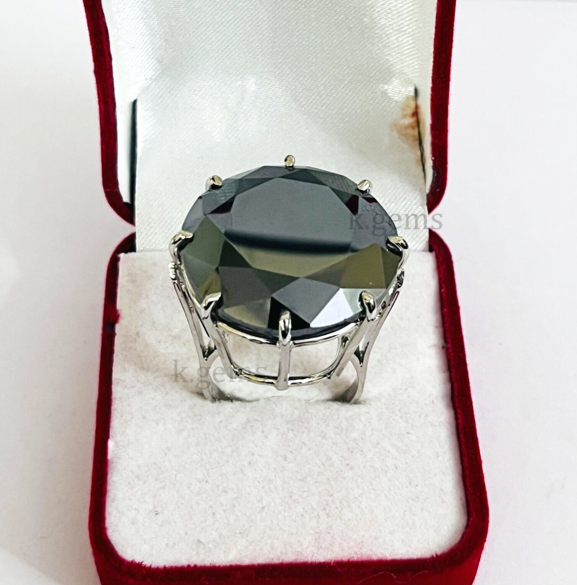 Huge 110 Ct Black Diamond Ring Prong Setting Quality AAA Certified