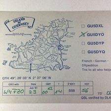 Guernsey Island QSL Radio Card 1981 England France Elke