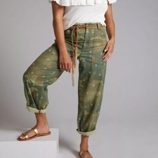 Pilcro Anthropologie Camo Printed Khaki Trousers Pants Pull-on Cotton XS 280134