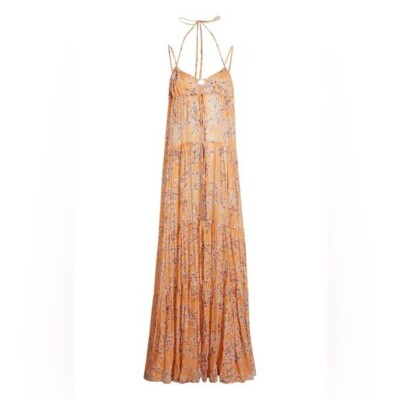 CINQ A SEPT Trailing Orchid Alina Maxi Coverup - Peach Quartz Size M/L $495