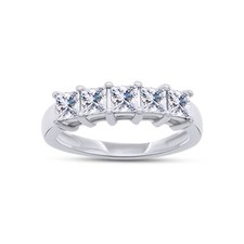 1-5 CT GIA Authentic Princess Lab Grown Diamond 5 Stone Ring 14k Gold G-H VS-SI