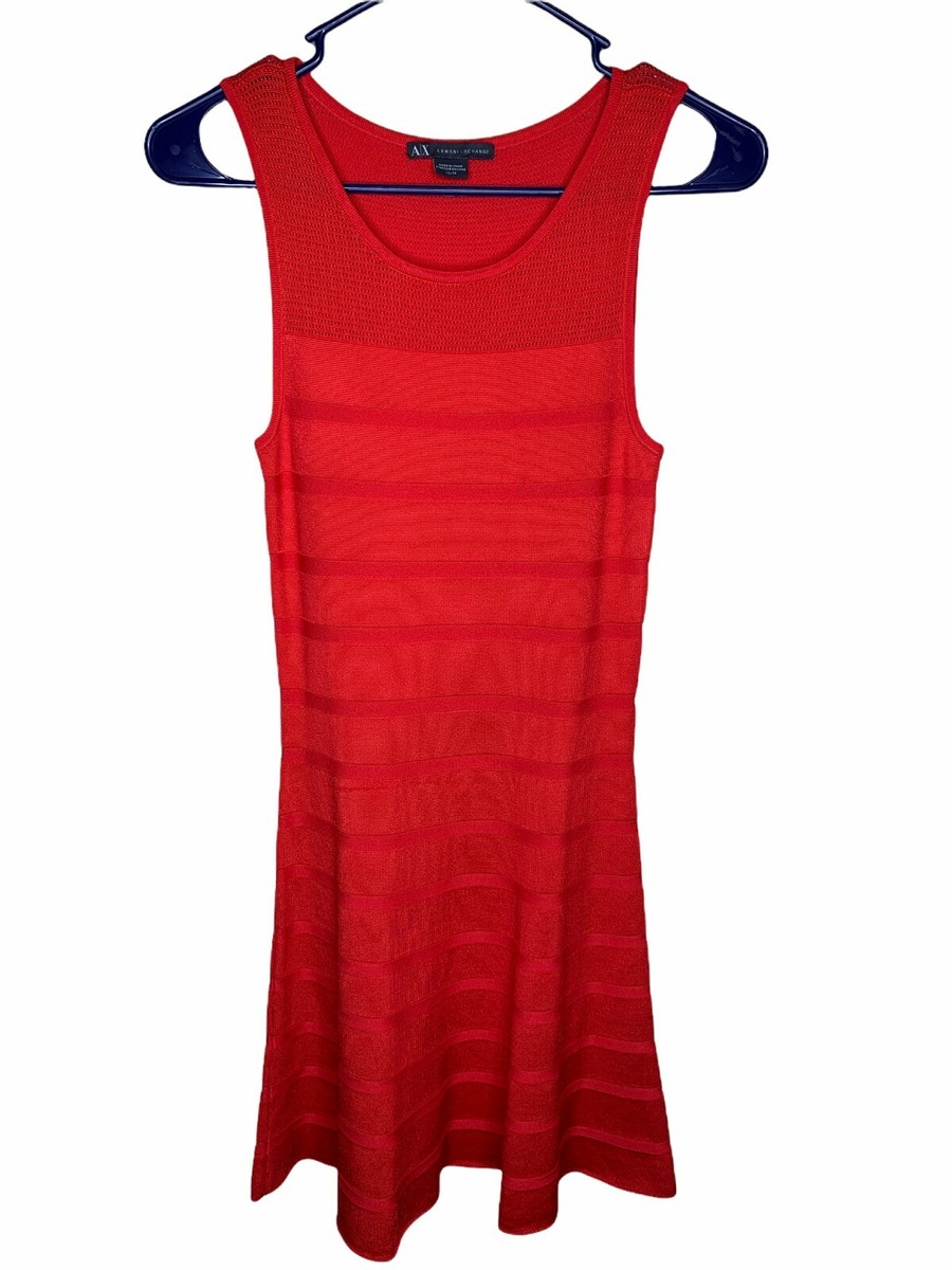 armani exchange cocktail dress Red Fit and Flare Size Extra Small XS Size:AU/UK 14 - US 10 Victorian Vampire Gothic Red/black Court train wedding dresses Mini dress Crafted from a knitted