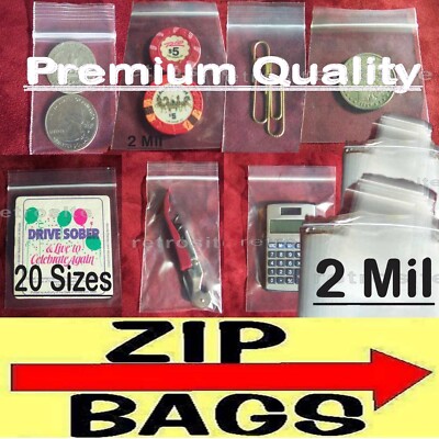 Clear Reclosable Seal Top Zip Pak Plastic Packing Packaging Poly Lock Bags 2 Ml