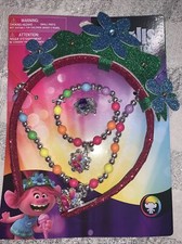 Trolls World Tour Poppy Headband Rainbow Necklace Bracelet Jewelry Costume Set