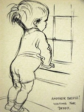 Dowd BABY BOY "WAITING FOR DADDY" 1936 CHILD Art Matted