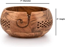 Yarn Storage Wooden Yarn Bowl Hand Made for Knitting and Crochet Crocheting A...