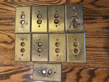Vintage Brass Single Push Button Switch Plate #1