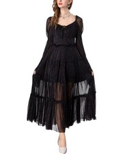 Burryco Black Solid Maxi Dress Women's