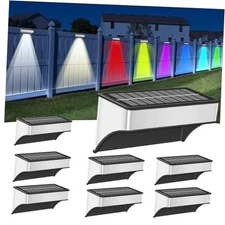 Solar Fence Lights Outdoor, LED Step Lights with 9 Lighting Options, 8 Packs