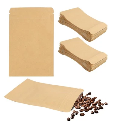 Lot De 50 Pochettes Refermables En Kraft Avec Doublure En Feuille D’Aluminium - Photo 1/4