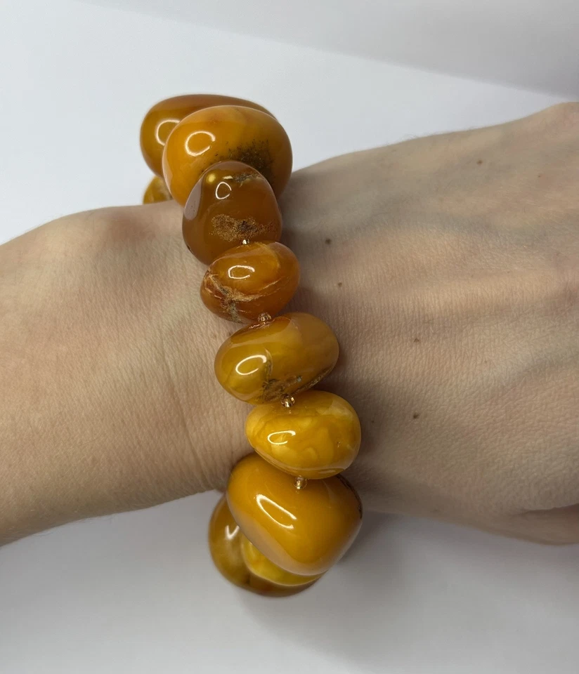 GENUINE Chip BALTIC AMBER Bracelet.EGG YOLK Amber Chip Bracelet.Amber Jewelry. - Image 3 of 4