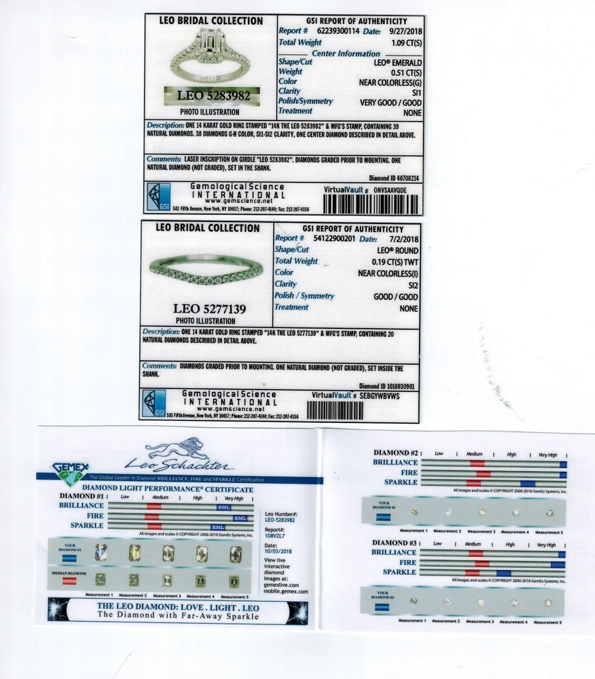 2pc 14kwg Natural Diamond Bridal Set Emerald Cut Leo 14k .51ct Center 1.28cttw 7 - Image 2 of 4