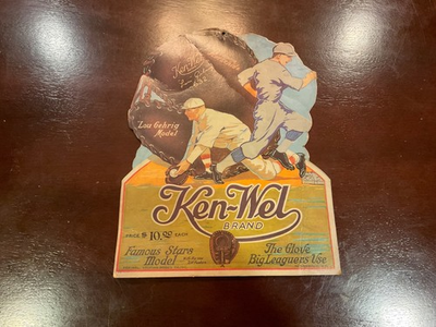 #ad lou gehrig ken wel glove die cut advertisement $50.00