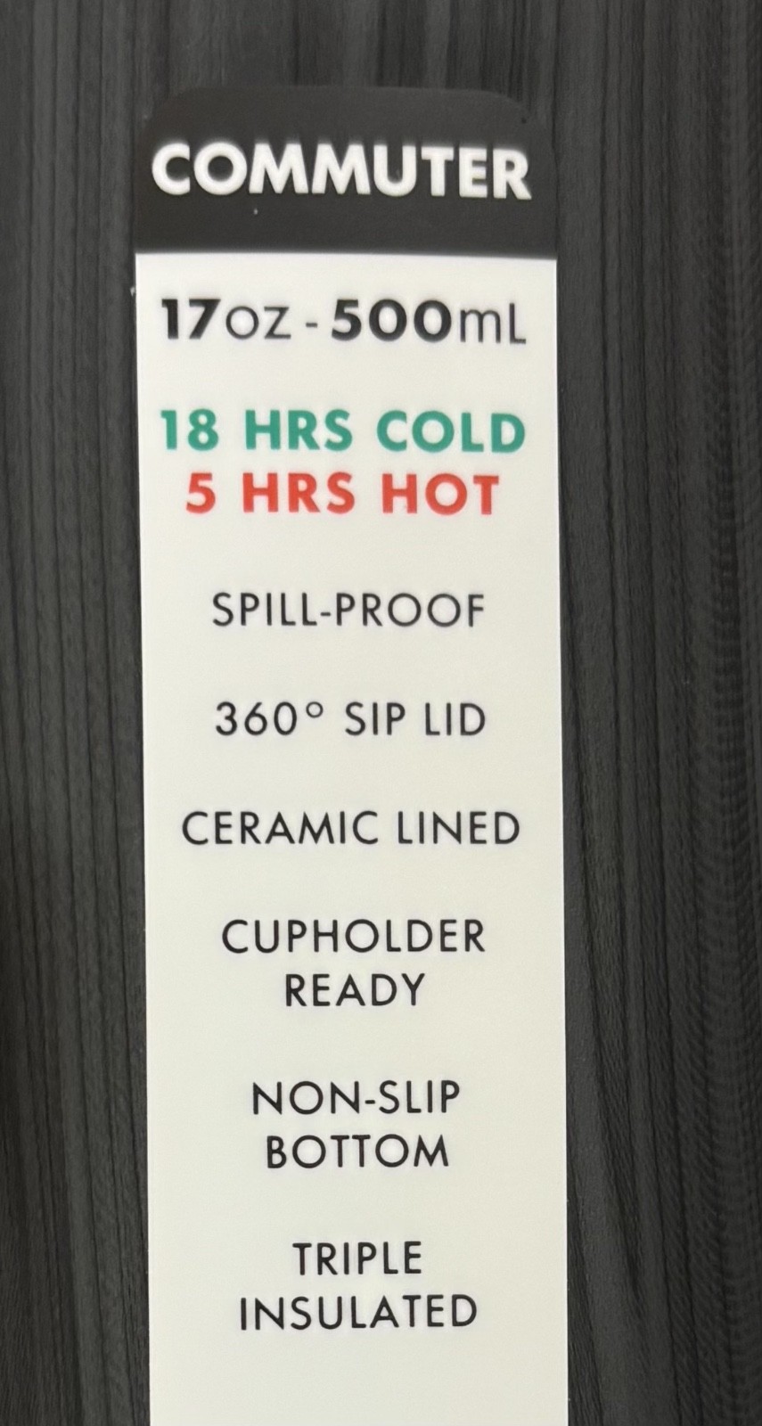 Corkcicle Commuter Cup Travel Mug Insulated Coffee Mug with Lid Burnt Wood