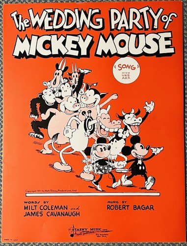 early DISNEY ANIMATION sheet music WEDDING PARTY OF MICKEY MOUSE ~ 1931