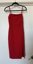 Express Red Cocktail Dress Side Slit Spaghetti Straps Lined Side Zip Size 0