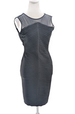 Calvin Klein Black Sheath Ribbed Mesh Sleeveless Bodycon Midi Dress Size 2