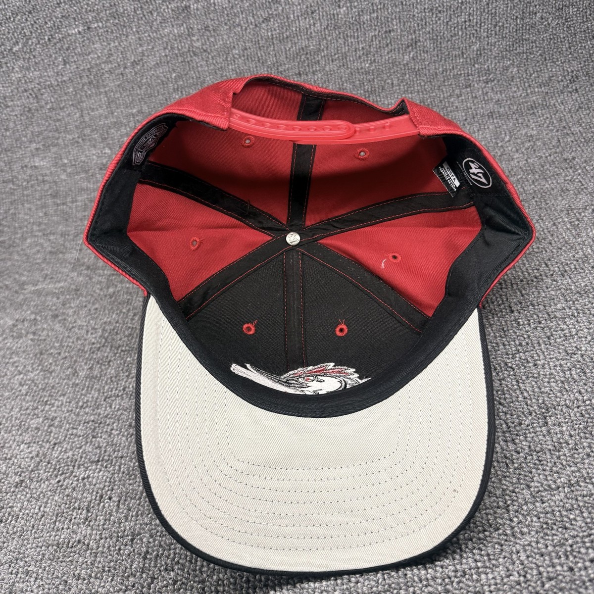 '47 Brand Red Black Snapback Hat Bird Head State Outline Star Logo Cap