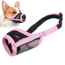 LUCKYPAW Dog Muzzle, Mesh Muzzle for Small Medium M Snout: 5 "-7" , Pink