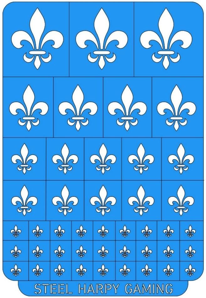 Fleur De Lys - Airbrush / Painting Stencil - Steel Harpy Gaming - Brand New