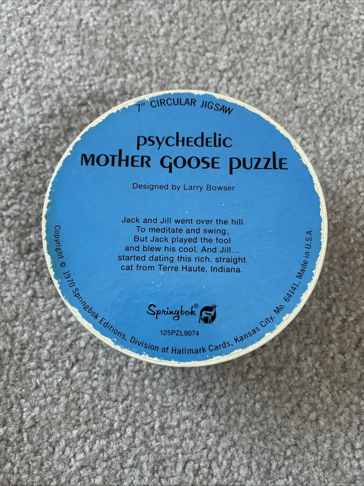 VTG 1970 Psychedelic Mother Goose Springbok Round 7" Puzzle - Image 2 of 4