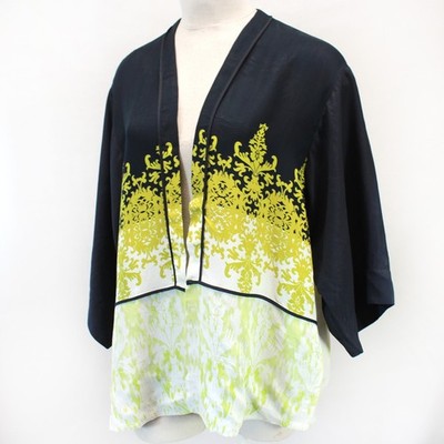 Citron Plus Clothing Abstract Print Border Sheer Luxury Cardigan Blouse 2X