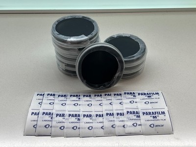 10 Black Charcoal Petri Plates | Agar DME Dextrose Yeast | Parafilm Included
