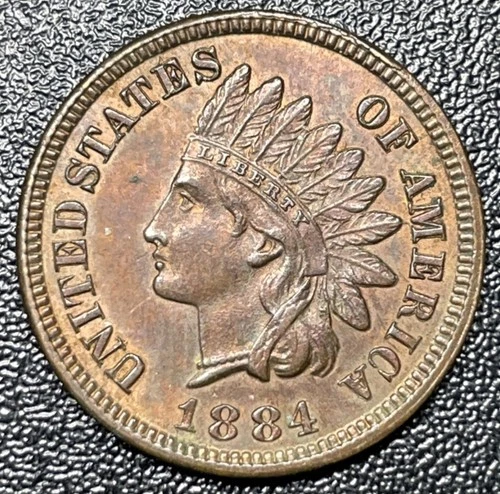 1884 Indian Head Cent Penny 1c Gem AU About Uncirculated