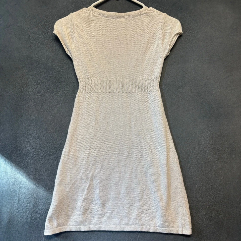 Vestido Suéter Cherokee Niña Mediano Plateado Tejido Detalle Flor Cottagecore Vacaciones Foto 3 de 4