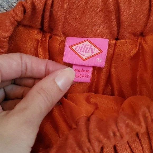 Falda de diseñador plisada naranja Oilily para niñas talla 11-12y/152 Foto 3 de 4