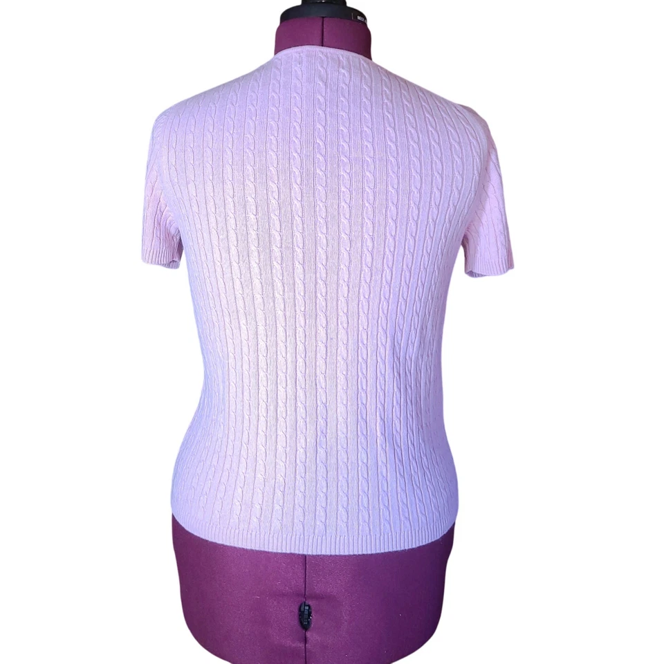 Sutton Studio Classic Knit Sweater Soft Light Pink Silk Cashmere Blend Size M - Image 2 of 4