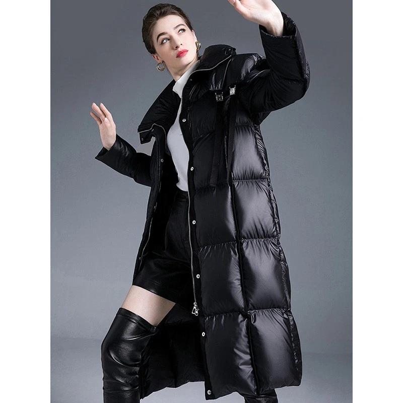 Winter New 90% White Duck Down Jacket Womens  Thickened Warm Loose Long Jackets - Image 3 of 4