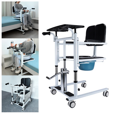 New Patient Lift Transfer Chair,Bathroom Wheelchair w/180° Split Seat and Potty