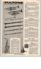 1959 PAPER AD Fultone Cornet Trumpet Trombone Clarinet Flute Saxophone Sax