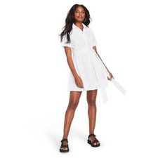 Lisa Marie Fernandez xTarget Women's Short Sleeve Eyelet Belted Shirtdress-(M)