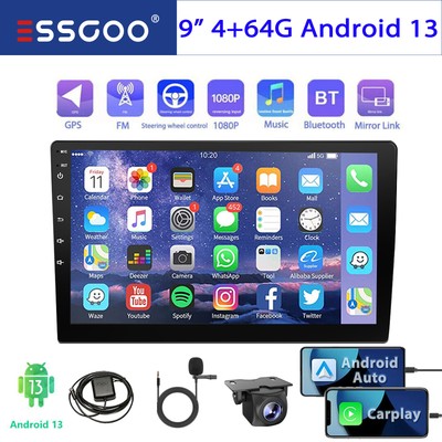 9'' 2DIN Carplay Android 12 Autoradio GPS NAV RDS BLUETOOTH WIFI 2+32G Mik Kamera