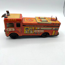 VINTAGE TIN LITHO FRICTION FIRETRUCK MISSING LADDER