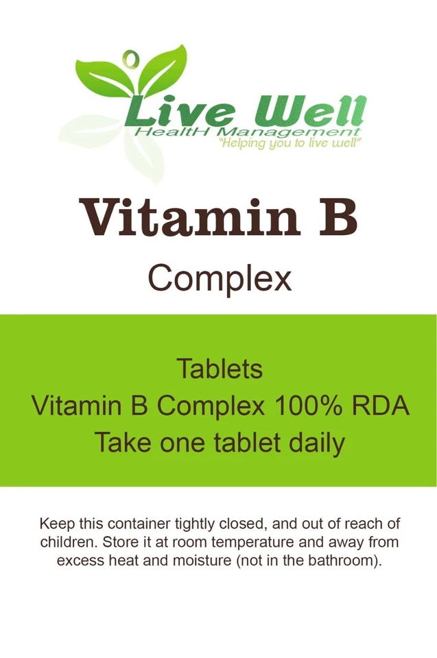 Live Well Vitamin B Complex Tablets with Biotin & Folic Acid B1 B2 B3 B5 B6 B12 - Image 2 of 4