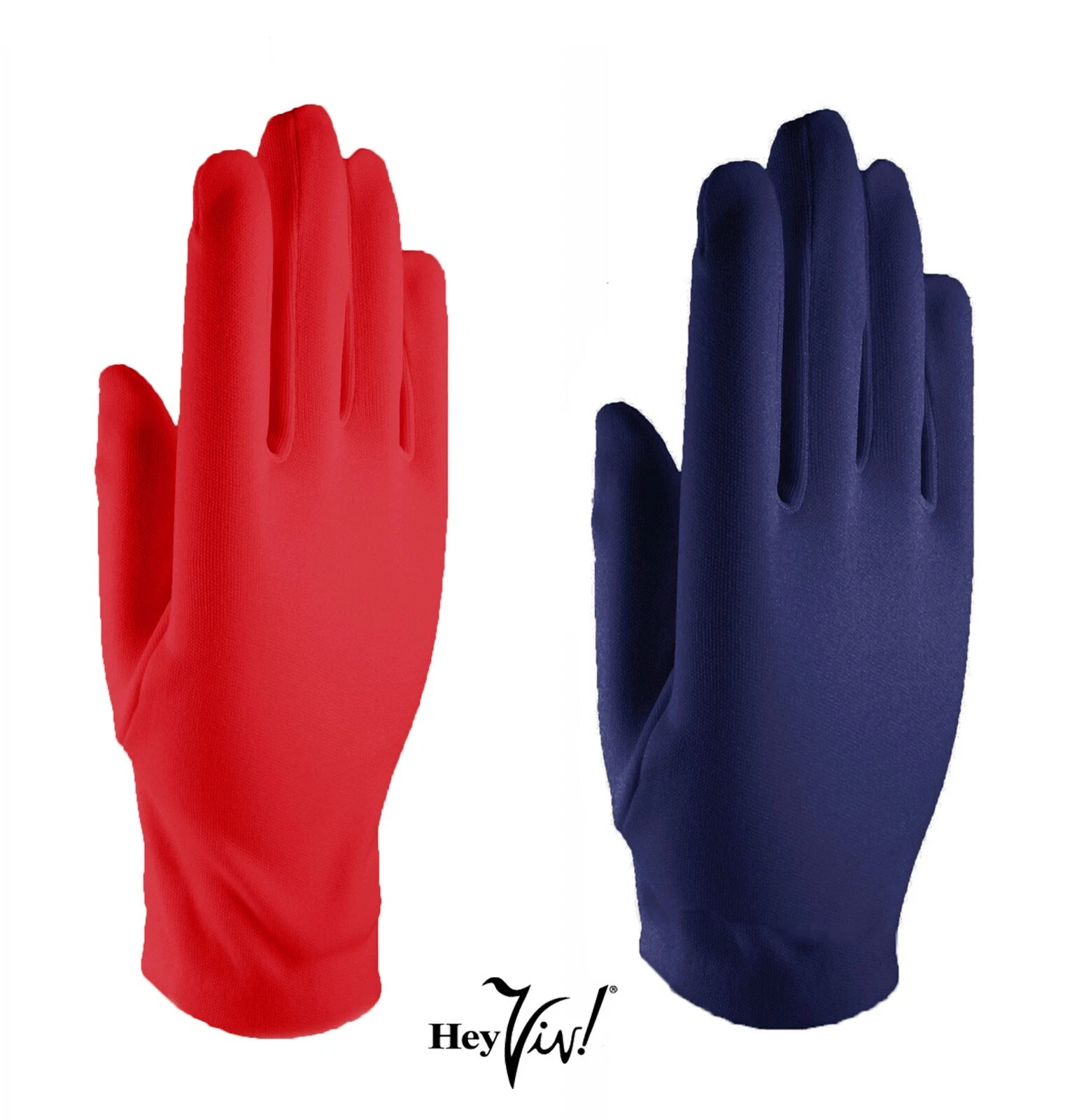 2 Pairs Wrist Length Gloves 1 Red and 1 Royal Blue Pair Dress Church - Hey Viv