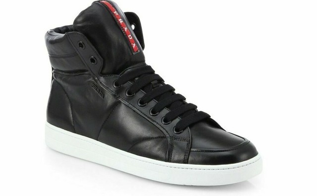 prada patent leather high top sneakers