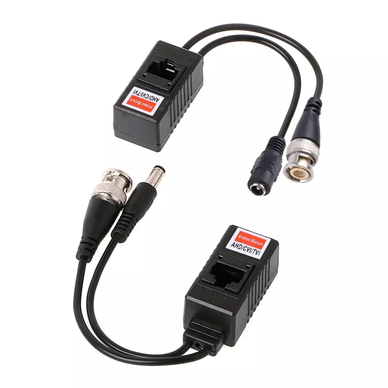 1 Pair BNC To RJ45 Passive Video Power Audio Balun Transceiver For CCTV Camera