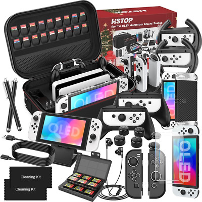 HSTOP Switch OLED Zubehör Kompatibel Mit Nintendo Switch OLED Konsole, 28 in 1 S
