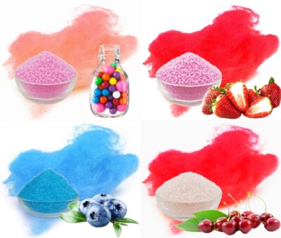 Zuckerwatte Zucker Set 1 Kg für Zuckerwattemaschine Aromazucker 4 x 250g