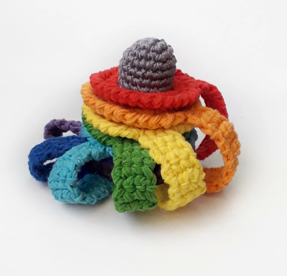 Pattern Waldorf and Montessori eco toy Pattern rainbow pyramid with rings - Image 3 of 4